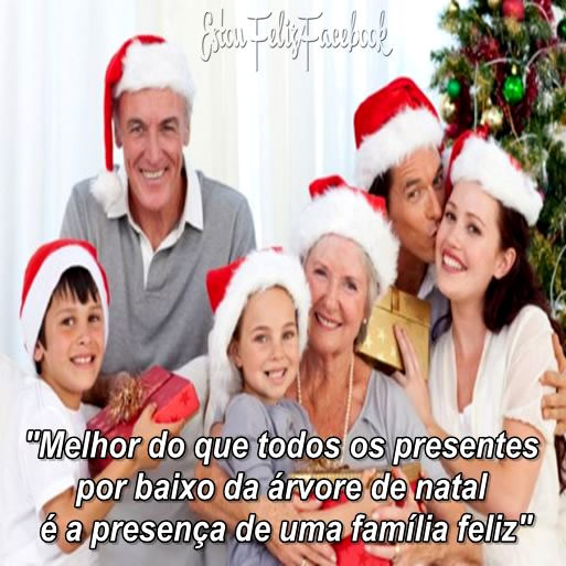 Família feliz no natal - Recados para Facebook